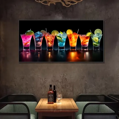 Creative Cocktail Bar Night Market Dining Table Background Wall Crystal Porcelain Wall Art Home Decor Painting