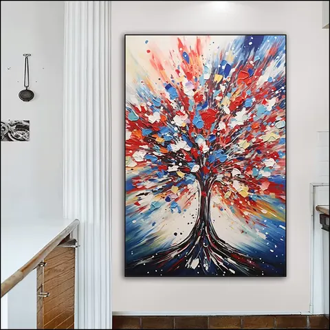 Creative Design of Living Room Wall Decor Paintings  Pure Hand-painted Sofa Background Wall Aluminum Frame Painting