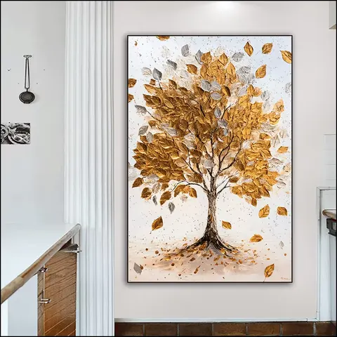 Creative Design of Living Room Wall Decor Paintings  Pure Hand-painted Sofa Background Wall Aluminum Frame Painting