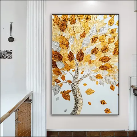 Creative Design of Living Room Wall Decor Paintings  Pure Hand-painted Sofa Background Wall Aluminum Frame Painting