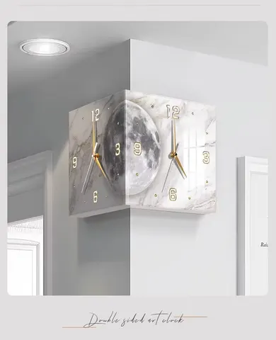 Creative Double-sided Wall Clock with Silent Operation Acrylic Moonlight-effect Backlit Display and Needle-free Design