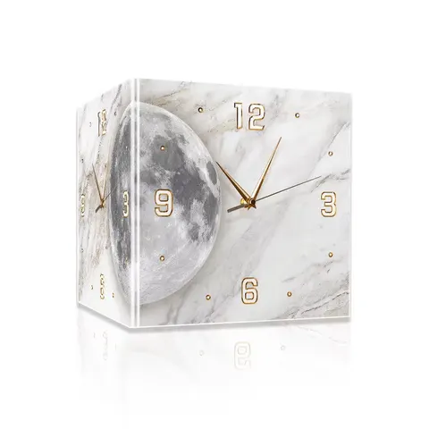 Creative Double-sided Wall Clock with Silent Operation Acrylic Moonlight-effect Backlit Display and Needle-free Design