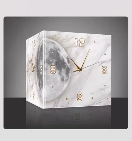 Creative Double-sided Wall Clock with Silent Operation Acrylic Moonlight-effect Backlit Display and Needle-free Design