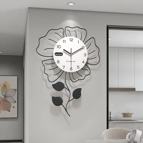繁花 单幅 装饰画 现代简约 客厅背景墙挂画 挂钟