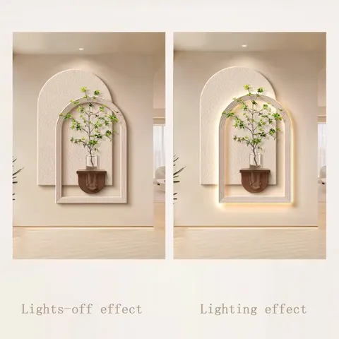 植物 单幅 装饰画 现代简约 玄关背景墙挂画 LED带灯画