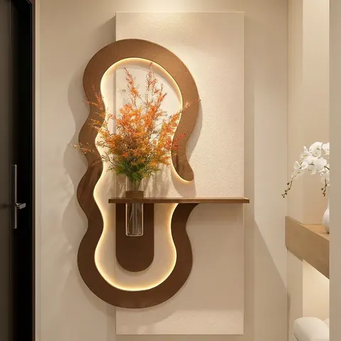 Creative Hydroponic Plants Sandstone Art Decor Painting Corridor Background Wall LED Decor Painting