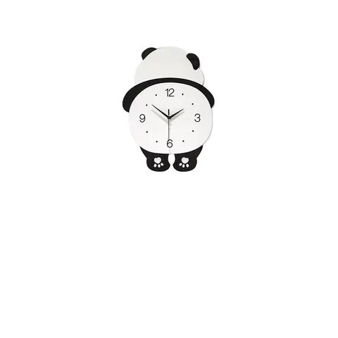 Creative Modern Giant Panda LED Wall Clock Silent MDF Single Face Home Decor Light Swinging for Living Room