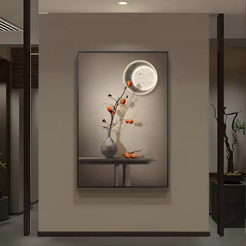 Creative Nordic Moon Shadow Wall Art Home Decor Painting Living Room Hallway Porch Crystal Porcelain Painting