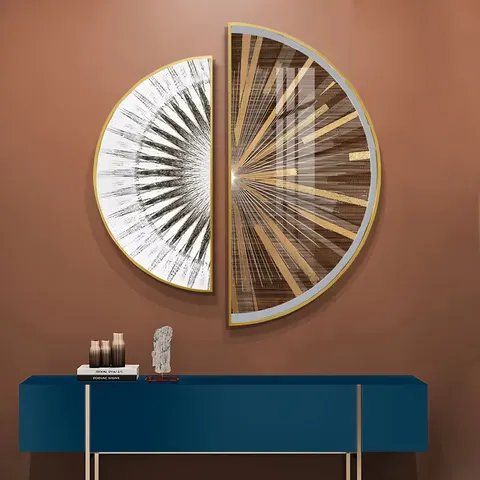 Creative Semi-circular Wall Art Decor Crystal Wall Painting Hotel Lobby Corridor Hanging Painting