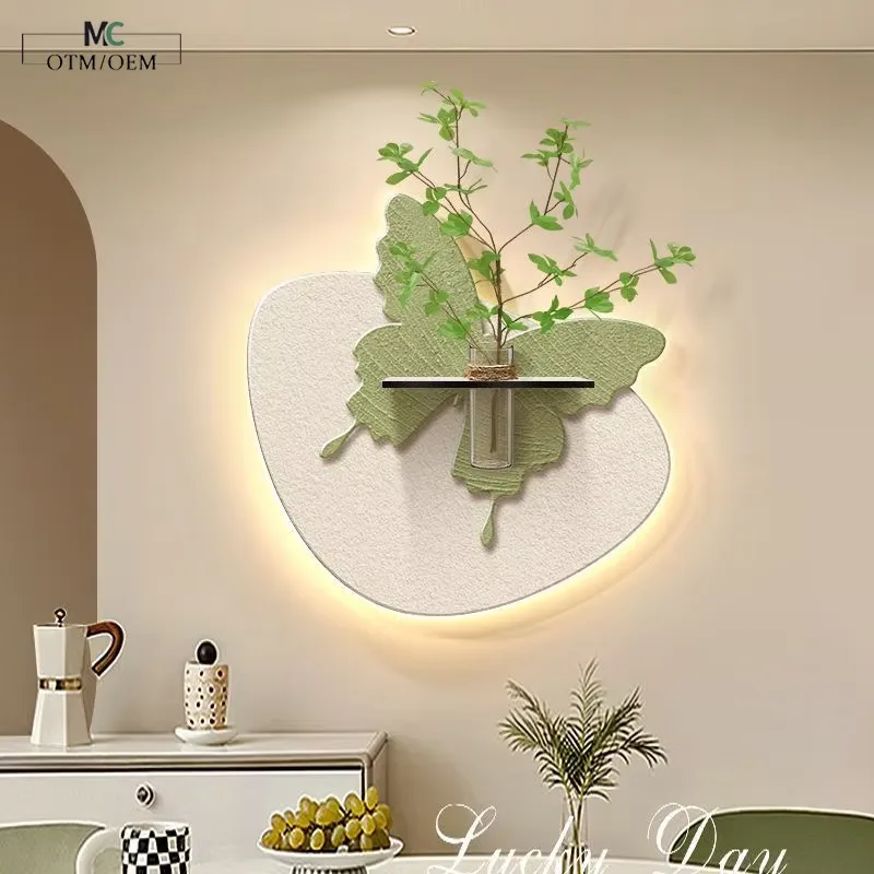 Creativity Butterfly Art Home Furnishings Decorative Painting Restaurant Background Wall Sandstone LED Decor Painting