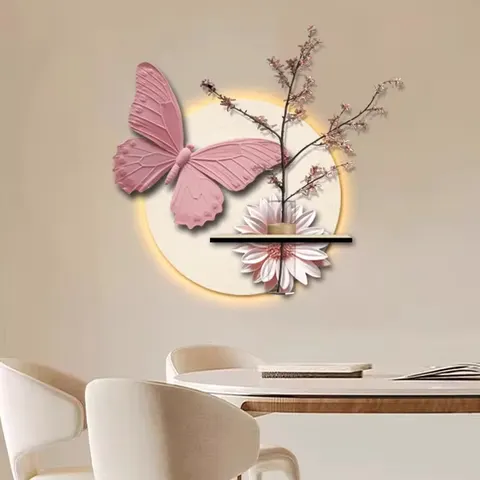Creativity Butterfly Restaurant Art Decor Paintings Living Room Background Wall Hydroponic Green Plants Sandstone LED Paintings