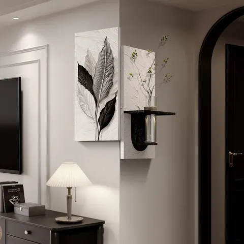 Creativity Corner Sandstone Art Decor Wall Painting Hydroponic Plants Vase Sandstone Three-dimensional Mural Painting