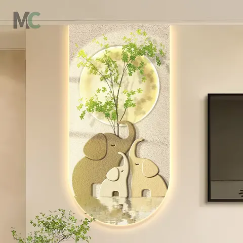 Creativity Corridor Background Wall Crystal Porcelain Painting UV Print Art Led Wall Murals