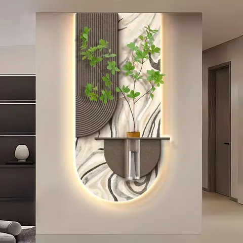 植物 单幅 装饰画 现代简约 客厅背景墙挂画 LED带灯画