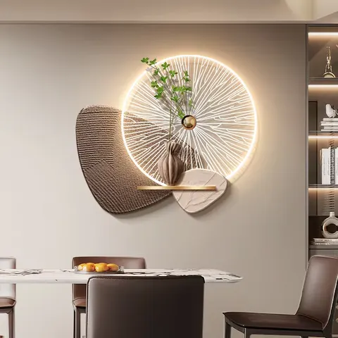 Creativity Green Plants Sandstone Art Home Decor Painting UV Engraving Acrylic LED Decor Painting