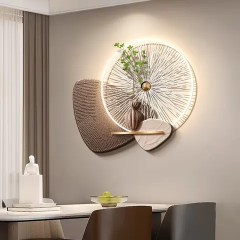Creativity Green Plants Sandstone Art Home Decor Painting UV Engraving Acrylic LED Decor Painting