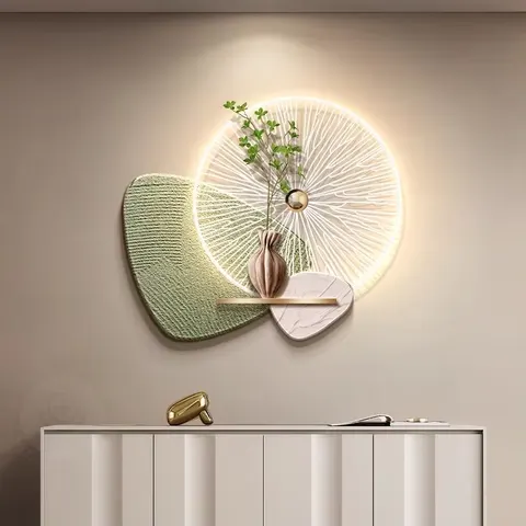 Creativity Green Plants Sandstone Art Home Decor Painting UV Engraving Acrylic LED Decor Painting