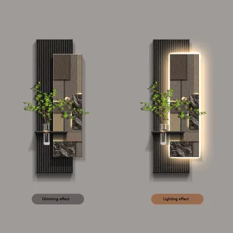 Creativity Hydroponic Green Plants Art Decor Painting Living Room Corridor Background Wall LED Glow Sandstone Painting