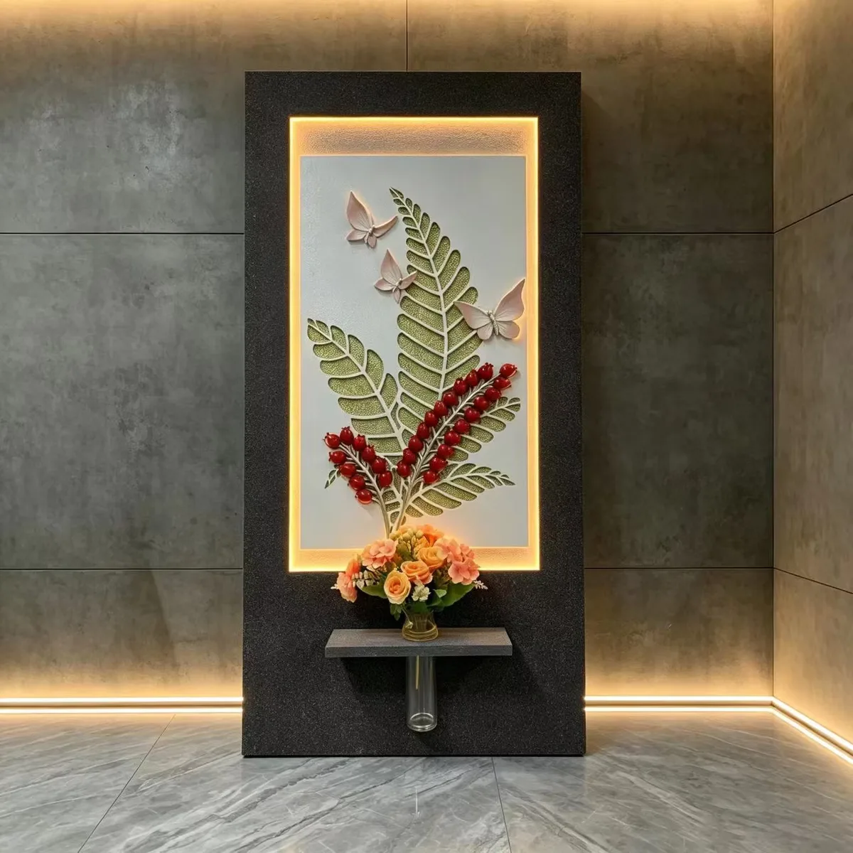 Creativity Hydroponics Green Plants Art Decorative Painting 3D Three-dimensional Sandstone LED Decorative Painting