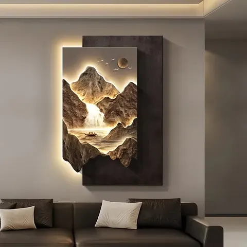 Creativity Landscape Corridor Background Wall Shine LED Decor Paintings UV Print Art Decor Hanging Paintings