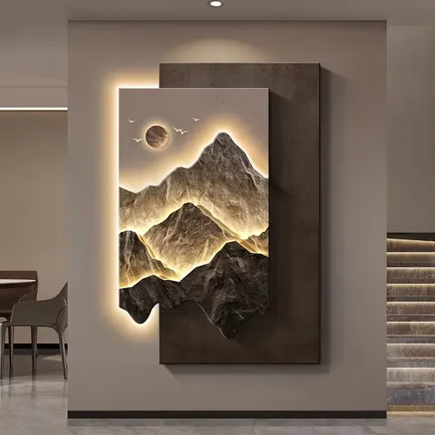 Creativity Landscape Corridor Background Wall Shine LED Decor Paintings UV Print Art Decor Hanging Paintings