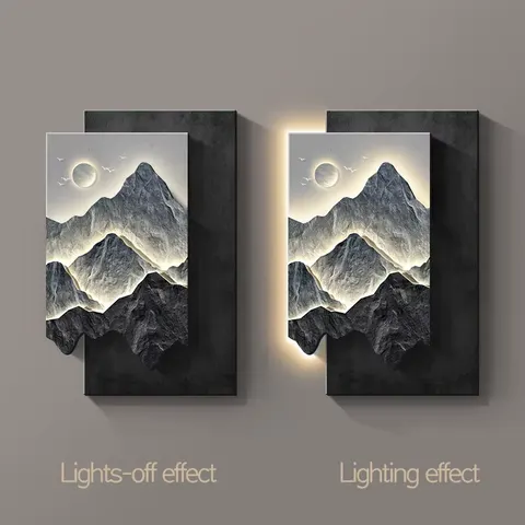 Creativity Landscape Corridor Background Wall Shine LED Decor Paintings UV Print Art Decor Hanging Paintings