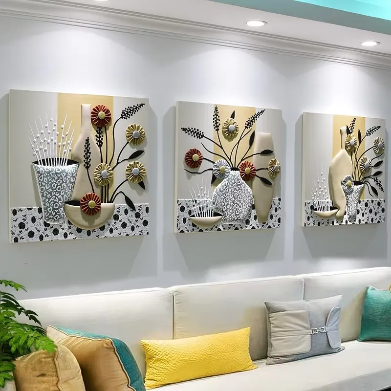 Creativity Leather Decor Painting 3D Home Furnishings Decor Painting Sofa Background Wall Three-connection Mural Painting