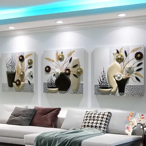 Creativity Leather Decor Painting 3D Home Furnishings Decor Painting Sofa Background Wall Three-connection Mural Painting