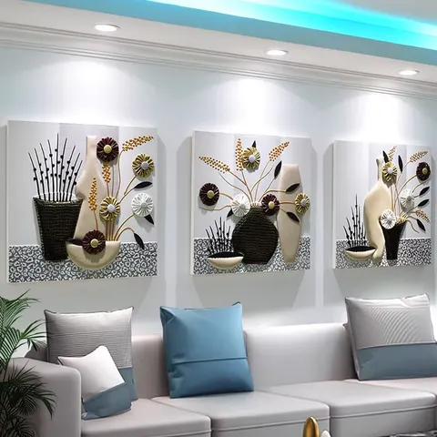 Creativity Leather Decor Painting 3D Home Furnishings Decor Painting Sofa Background Wall Three-connection Mural Painting