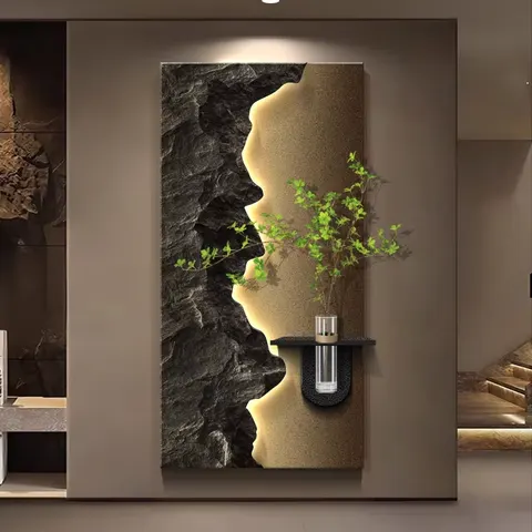 植物 单幅 装饰画 现代简约 玄关背景墙挂画 LED带灯画