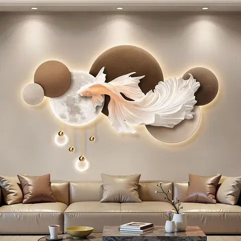 抽象 单幅 装饰画 现代简约 客厅背景墙挂画 LED带灯画