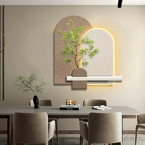 植物 单幅 装饰画 现代简约 客厅背景墙挂画 砂岩浮雕