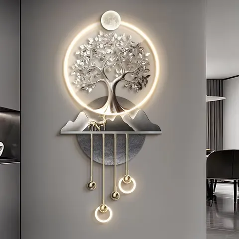 Creativity Money Tree Metal Pendant Art Decor Painting Background Wall UV Print Acrylic LED Painting