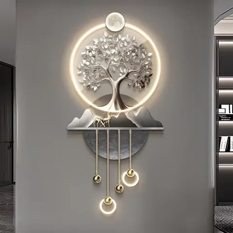 Creativity Money Tree Metal Pendant Art Decor Painting Background Wall UV Print Acrylic LED Painting