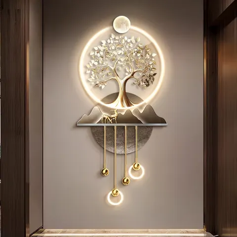 Creativity Money Tree Metal Pendant Art Decor Painting Background Wall UV Print Acrylic LED Painting