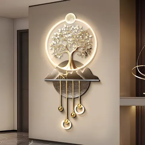 Creativity Money Tree Metal Pendant Art Decor Painting Background Wall UV Print Acrylic LED Painting