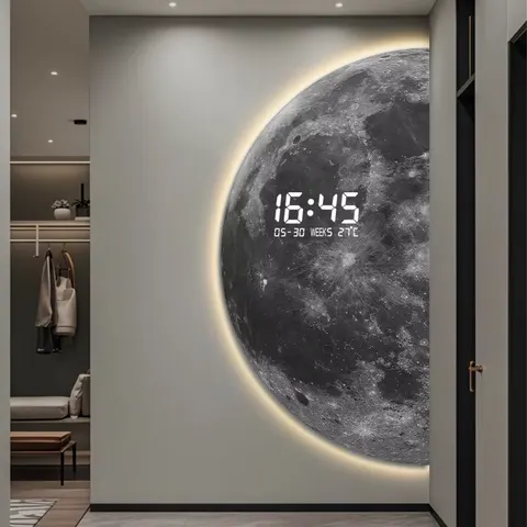 Creativity Moon Glowed LED Painting Living Room Background Wall Art Decor Crystal Porcelain Painting