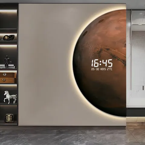 Creativity Moon Glowed LED Painting Living Room Background Wall Art Decor Crystal Porcelain Painting