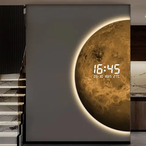 Creativity Moon Glowed LED Painting Living Room Background Wall Art Decor Crystal Porcelain Painting