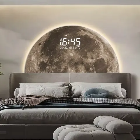 Creativity Moon Glowed LED Painting Living Room Background Wall Art Decor Crystal Porcelain Painting
