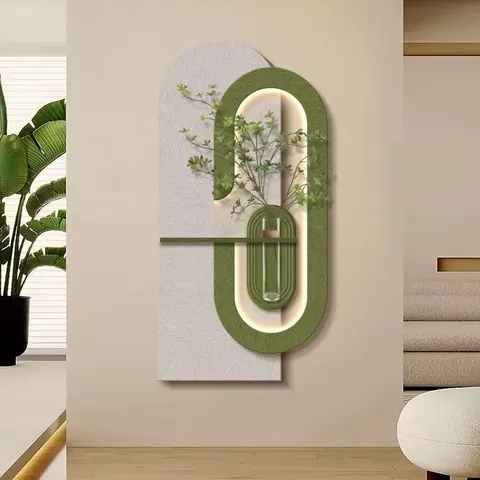 植物 单幅 装饰画 现代简约 玄关背景墙挂画 LED带灯画