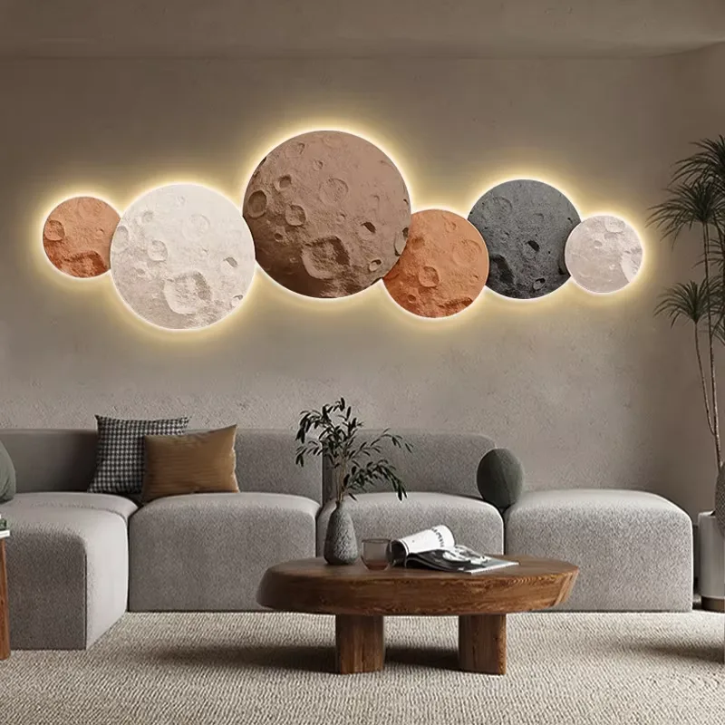 日月星辰 单幅 装饰画 现代简约 客厅背景墙挂画 LED带灯画