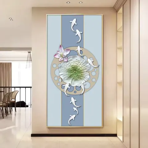 荷花 单幅 装饰画 现代简约 玄关背景墙挂画 LED带灯画