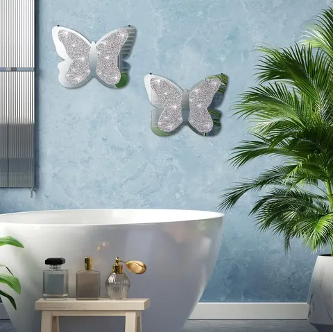 Crystal Crush Diamond Sparkly Arched Silver Bathroom Designer Mirror Vanity Home Decor for Living Room Hallway and Room Mirror