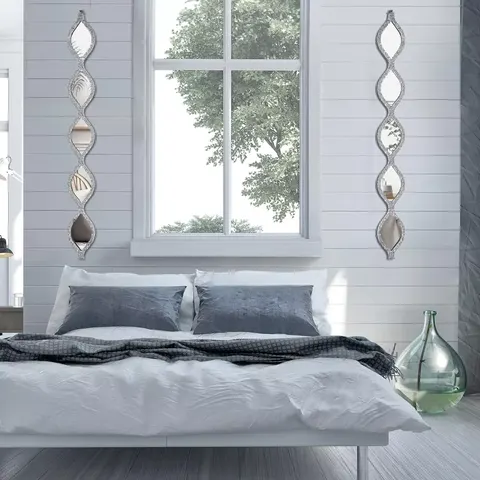 Crystal Crush Diamond Sparkly Quadrate Silver Room Mirror 2PCS Frameless Mirror Vanity Home Decor for Corridor Designer Mirror