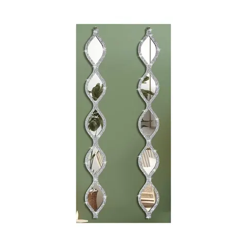 Crystal Crush Diamond Sparkly Quadrate Silver Room Mirror 2PCS Frameless Mirror Vanity Home Decor for Corridor Designer Mirror
