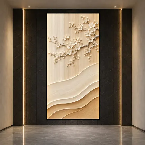 繁花 单幅 装饰画 轻奢风 玄关背景墙挂画 晶瓷画