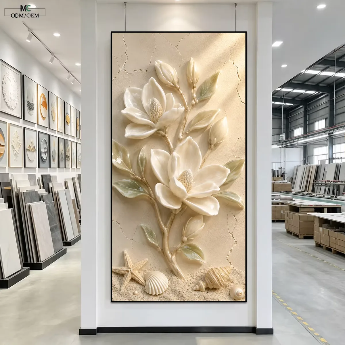 Crystal Porcelain Painting Modern Floral Wall Art Luxury Entryway Decor Elegant Botanical Artwork Factory Direct