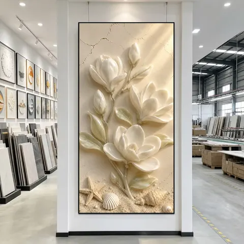 Crystal Porcelain Painting Modern Floral Wall Art Luxury Entryway Decor Elegant Botanical Artwork Factory Direct