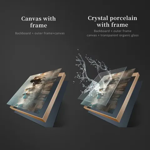 Custom Animal Mural Eight Horses Running Crystal Porcelain Painting with Aluminum Frame for Office and Home Decor